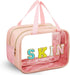 Chenille Letter Bag, Nylon Makeup Bag, Portable Zipper Cosmetic Toiletry Storage Bag for Women Girls, Pink