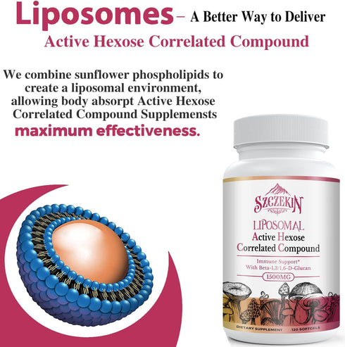 1500mg Liposomal Active Hexose Correlated Supplement, 240 Soft Gels, Beta-Glucans, Immune System Support