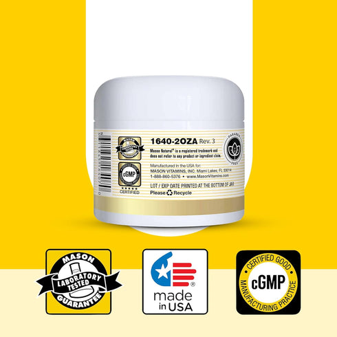 MASON NATURAL Coconut Oil Beauty Cream - Hydrating Moisturizer with Collagen for Smooth & Firm Skin, 2 oz