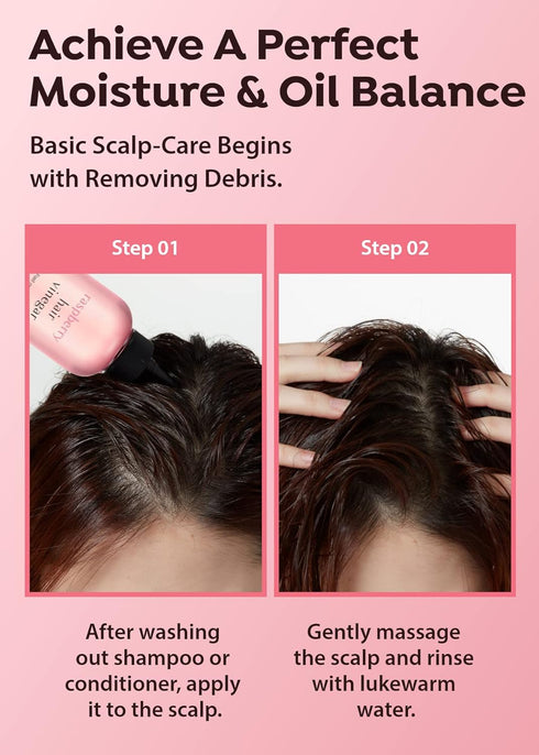 A PIEU Raspberry Hair Vinegar Rinse, 6.76 Fl oz, Scalp Treatment for Balanced pH and Shiny Hair