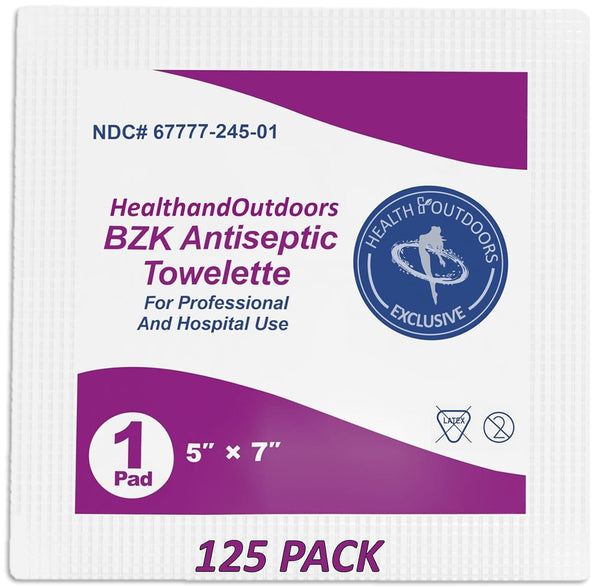 HAO BZK Antiseptic Moist Towelette 5" x 7" Wipe (125 Count) Hand &