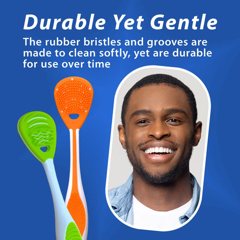 Tongue Cleaner 3-Pack with Gentle Cheek Scraper, Two-Sided Head for Fresh Breath
