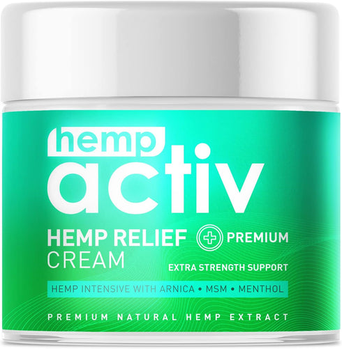 Hemp Cream for Muscles, Neck, and Shoulders, Infused with Hemp, Menthol, MSM & Arnica, 4 Fl Oz