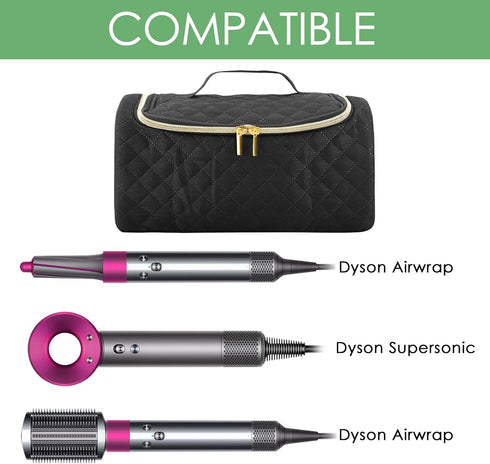 Linkidea Portable Travel Carry Case for Dyson Airwrap Styler, Hair Dryer Storage with Side Mesh Pockets (Black)