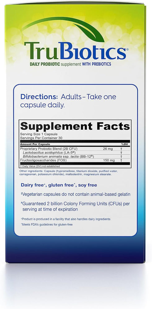 TruBiotics Probiotics 30 Capsules, Digestive & Immune Health Support, Regularity & Abdominal Discomfort Relief