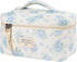 Large Travel Quilted Makeup Bag for Women - Floral Cotton Cosmetic Bag, Coquette Aesthetic Toiletry Organizer