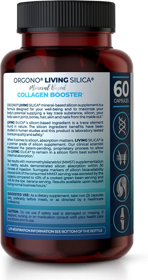Living Silica Collagen Booster Capsules | Ultra High Absorption | Supports Healthy Collagen and Elastin Production for Joint & Bone Support, Glowing Skin, Strong Hair & Nails