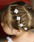 Wecoe 20 Pcs Small White Flower Hair Clips Girls Tiny Mini Clips for Hair Cute Decorative Hair Clips Four Petals Bling Hair Clips Kids Baby Toddler Girls Wedding Hair Accessories for Women Girls Gift
