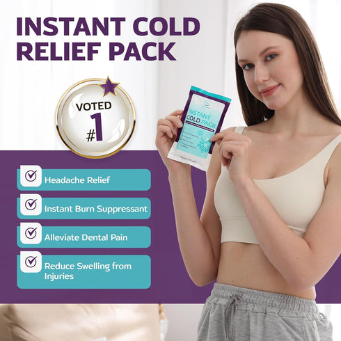 Instant Ice Packs for Injuries - 25 Packs (7” x 4”) Disposable Cold Compress for Pain Relief, First Aid Essential