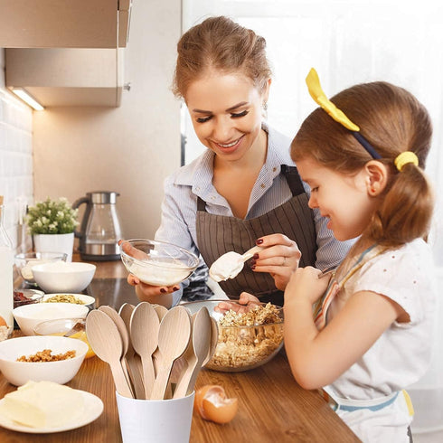 BANBU Bamboo Utensils Disposable, 100PK Bamboo Spoons, 100% Biodegradable Compostable Renewable Natural Travel Cutlery,