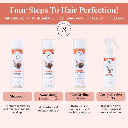 NaturAll Sea Moss Wash & Go Hair Growth Shampoo, 8.5 Oz - Paraben-Free, Sulfate-Free, Anti Frizz, Volumizing for All