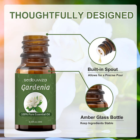 Sedbuwza Gardenia Essential Oil - 100% Pure Organic Aromatherapy Gift Oil for Diffuser, Humidifier, Soap