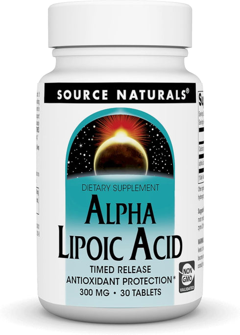 Source Naturals Alpha Lipoic Acid 300 mg, Supports Healthy Sugar Metabolism & Energy, 30 Time Release Tablets