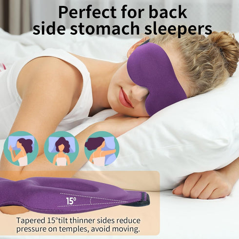 NEWVANGA 3D Sleep Mask for Back and Side Sleepers, Luxury Eye Mask to Block Out Light, Breathable Travel Cover Purple