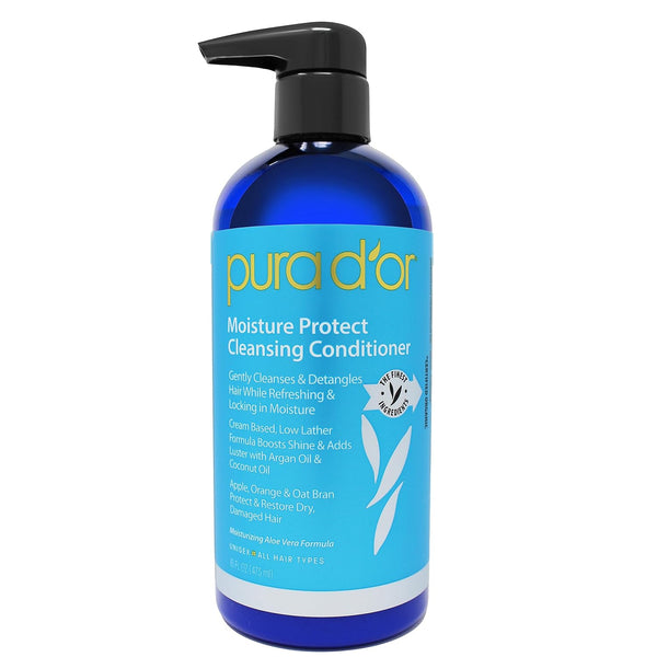 PURA D'OR Moisture Protect Cleansing Conditioner - 16 Oz - Low Lather, Detangles & Restores Hair with Argan Oil,