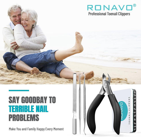 Toenail Clippers for Thick Nails for Seniors, Heavy Duty Toe Nail Clippers Kit with Long Handle for Men & Elderly