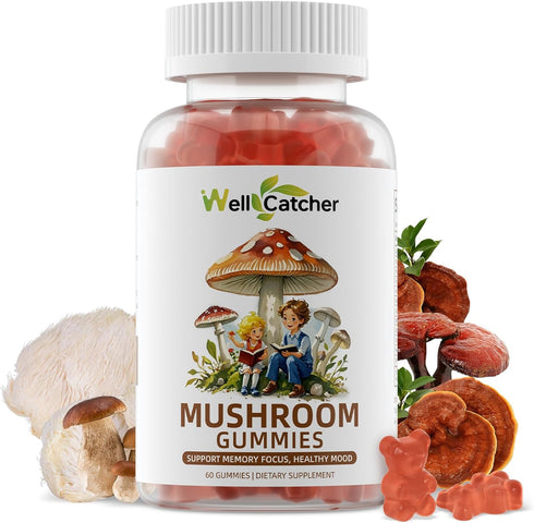 Mushroom Gummies Supplement with Ashwagandha - Lion Mane Mushroom Supplement for Adults