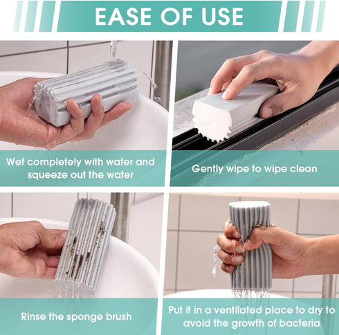 4 Pack Damp Dusting Sponge Duster: Grey Reusable Cleaning Sponge Tool for Blinds, Floorboards, and Mirrors
