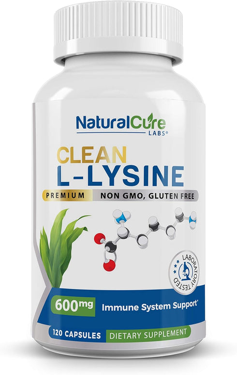 Clean L-Lysine 600mg, 120 Capsules | Vegan, Non-GMO, Gluten Free