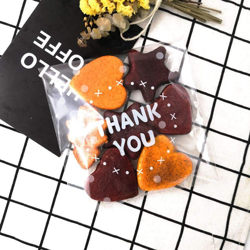 200pcs Clear Self-Adhesive Treat Bags, Cellophane Cookie & Candy Bags with “THANK YOU” Design for Bakery & Party Favors