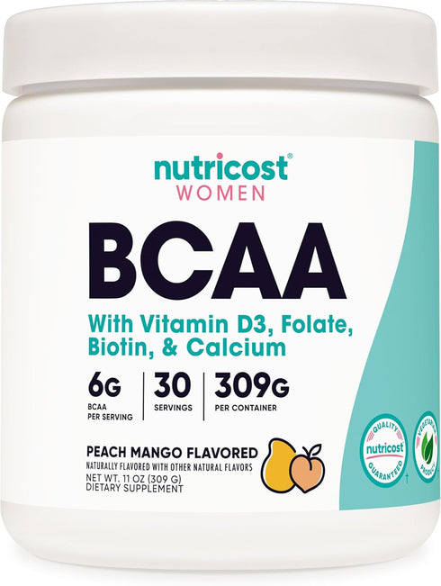Nutricost BCAA for Women (Peach Mango, 30 Servings) - Non-GMO and Gluten-Free