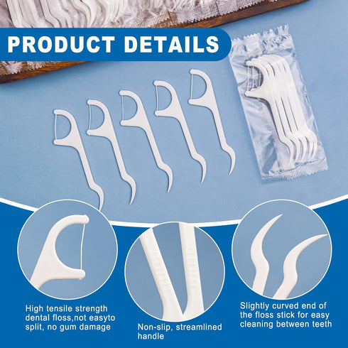Pack of 50 Dental Floss Picks, Individually Wrapped for Adults & Kids, Travel & Office Use (5pcs per Bag, 50 Bags)