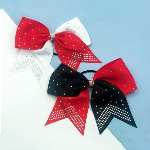 Hipcheer 12PCS 8" Rhinestones Large Cheer Hair Bows for Girls, Hand-made Grosgrain Ribbon Accessories
