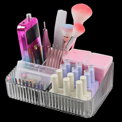 Nail Drill Machine & Bits Storage Box, 10 Holes Transparent Acrylic Holder for Professional Nail Drill Tools