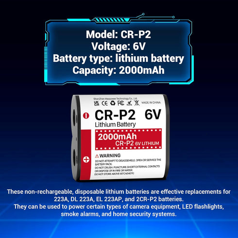 TQTHL 5-Packs CR-P2 6V 223A DL223A EL223AP Batteries, Lithium Photo Battery Replaces