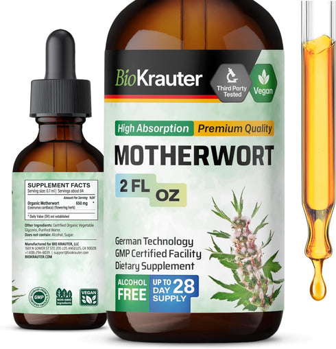 MAUWE HERBS Motherwort Tincture - Organic Herbal Extract for Women’s Health, Promote Calm, Vegan Drops 2 Fl.Oz.