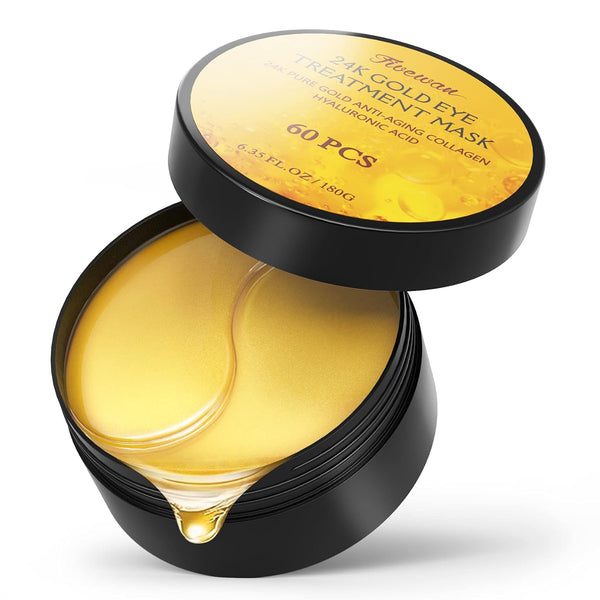 Fivewan 24k Gold Under Eye Patches - 60 Pcs Pure Gold Anti-Aging Collagen Mask for Dark Circles & Puffiness