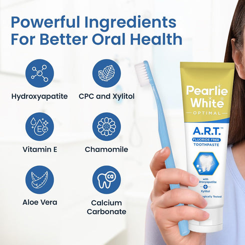 Pearlie White Active Remineralization Fluoride Free Toothpaste - 3.8oz/110gm for Tooth Enamel Repair with Xylitol