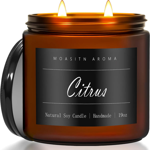 MOASITN Citrus Large Heavenly Scented Candles for Home|19oz 100h Long Lasting Clean