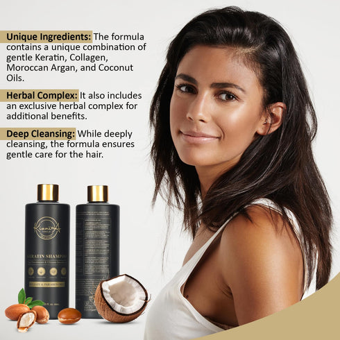 KizaiaCare Keratin Hair Treatment, Anti-Dandruff Shampoo, Moisturizing & Smoothing for All Hair Types