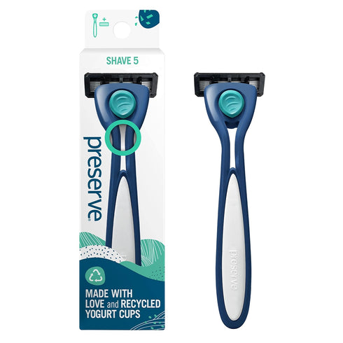 Preserve Shave 5 Blade Refillable Razor - Navy Blue - Made from Recycled Materials