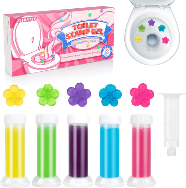 Toilet Gel Stamp Kit, 60 Count, 5 Kinds of Scent Toilet Cleaner Bowl Gel, Air Freshener