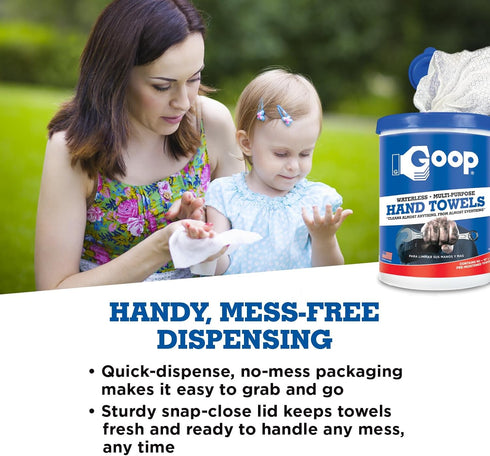 Goop Multi-Purpose Waterless Hand Cleaner Towels - 90 Towels, 10" x 12"