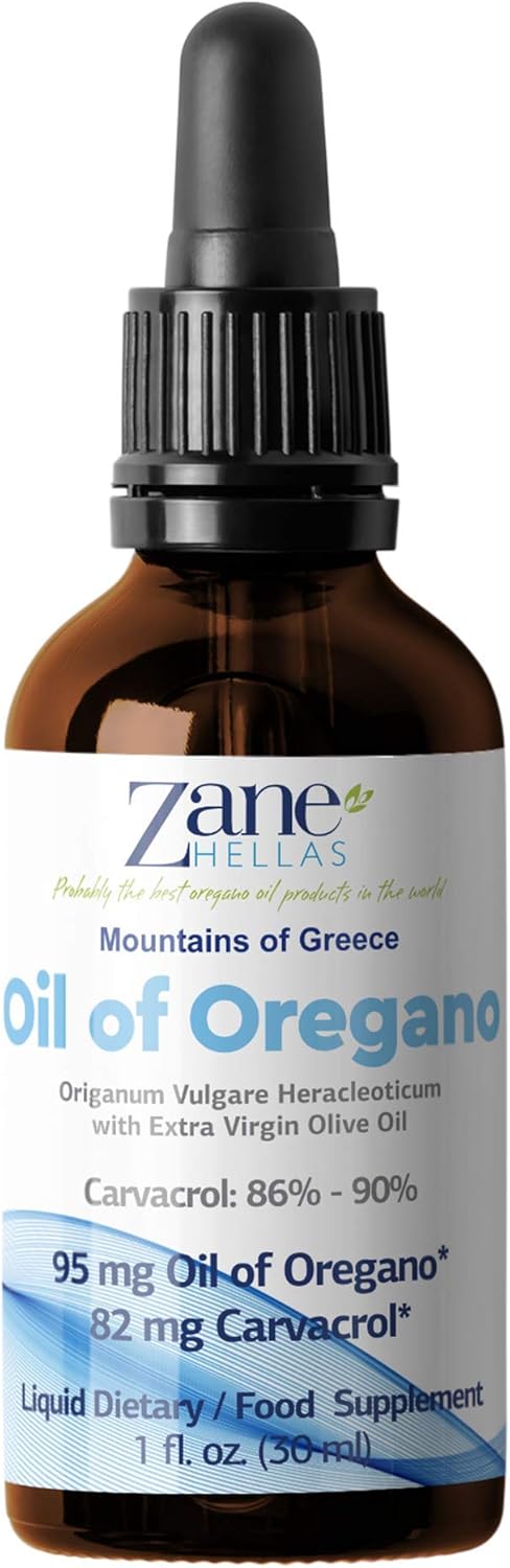 Zane Hellas 50% Oregano Oil - Greek Essential Oil, 1 fl. oz.- 30ml, 86% Min Carvacrol