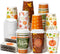 Nihuecne 50 Pack 16 oz Fall Themed Disposable Coffee Cups with Snap-on Lids