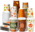 Nihuecne 50 Pack 16 oz Fall Themed Disposable Coffee Cups with Snap-on Lids
