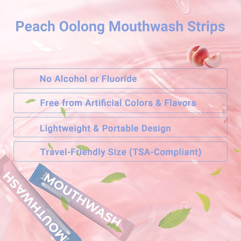 OUSTANE Packs (Pack 30) Mouthwash Travel Size, Alcohol-Free Fresh Peach Oolong Mouthwash Strips, Long-Lasting