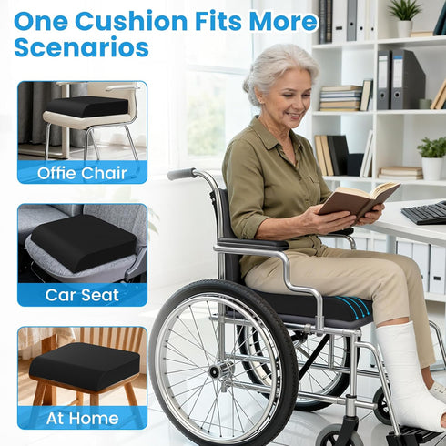 ComfyInLove Tailbone Wheelchair Seat Cushion for Pressure Relief, Cooling Gel Memory Foam Chair Cushion with Slope-Edge