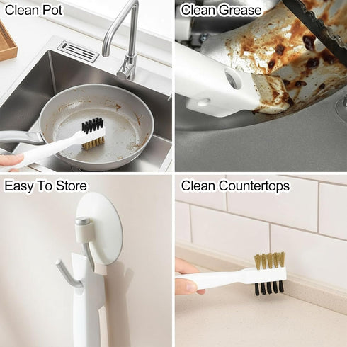 Sorcristy 2PCS 4-in-1 Range Top Brush Cleaner, Deep Gas Stove Brass Wire Brushes, Multi-purpose Kitchen Cleaning Scrub