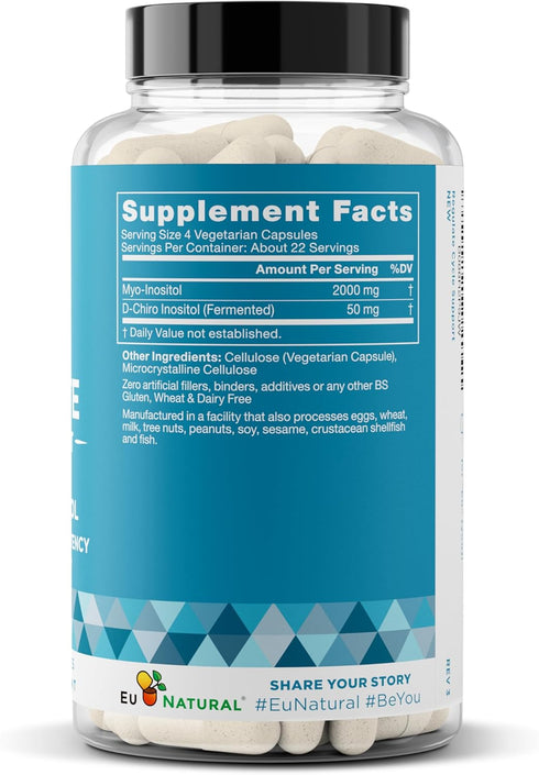 Regulate Menstrual Cycle Support Supplement, 90 Vegan Capsules, Hormone Balance for Women, 40:1 Myo-Inositol & D-Chiro