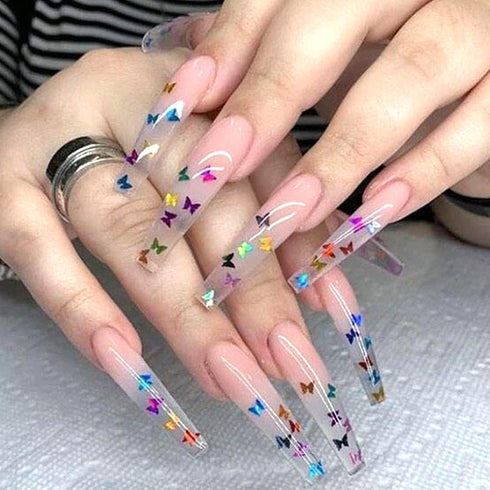 12 Colors Butterfly Nail Art Stickers, Butterflies Nail Glitter Sequins, 3D Art Accessories for Acrylic Nails