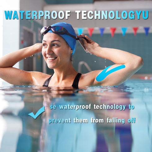 Waterproof Kinesiology Tape - 4 Rolls Elastic Athletic Tape for Joints Support & Muscle Pain