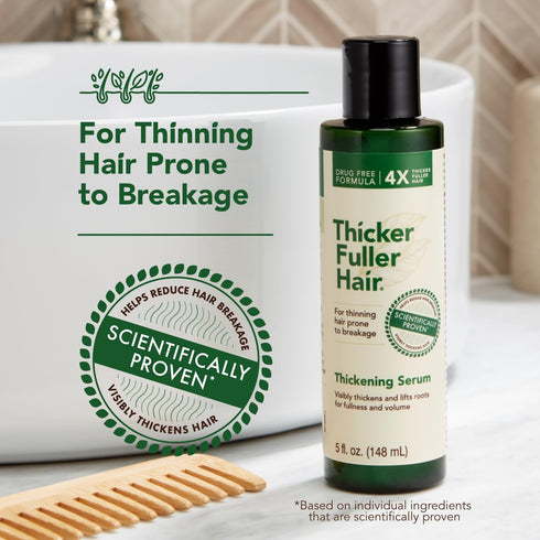 Thicker Fuller Hair Thickening Serum, Thinning Hair Treatment, Natural Ingredients, 5 oz