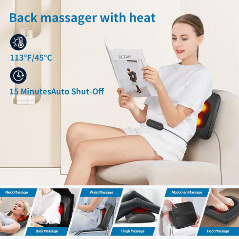 Back Massager with Heat, Shiatsu Neck and Back Massager Pillow for Deep Tissue Muscle Relief, for Women and Men