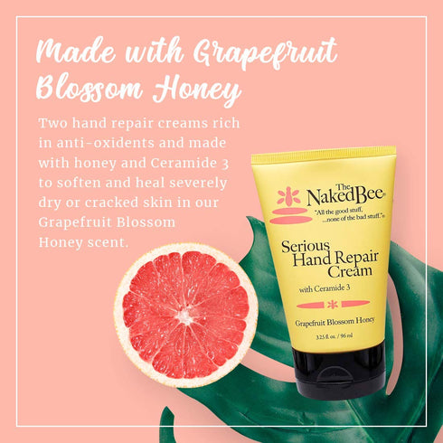 The Naked Bee Grapefruit Blossom Honey, Ceramide 3 Serious Hand Repair Cream Lotion, 2 Pack