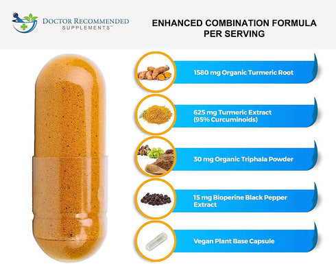 Turmeric Curcumin with Bioperine, 360 Veggie Capsules, 2250mg 95% Curcuminoids with Black Pepper Supplement Pack